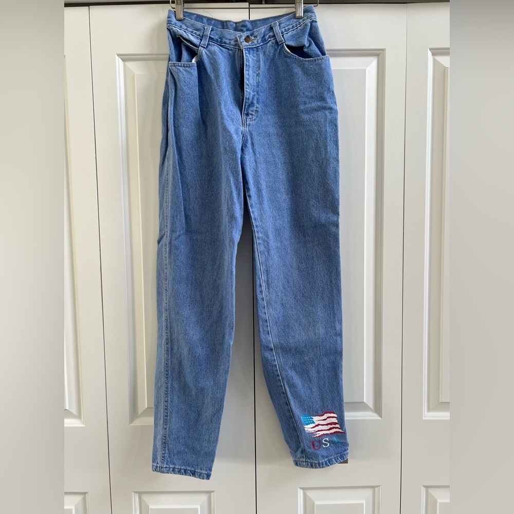 Vintage Gitano High Rise Mom Jeans USA Flag Embroidery - Size 8